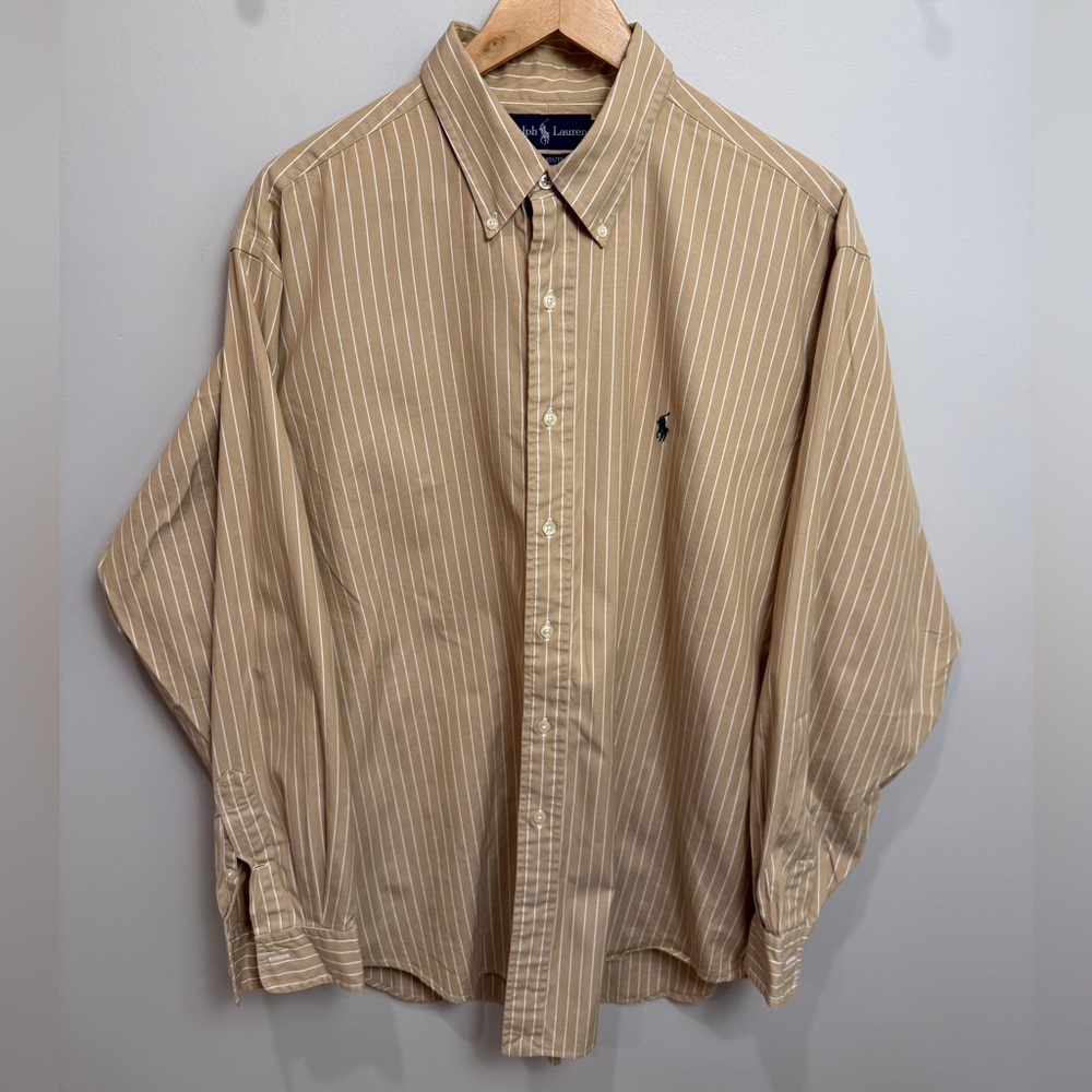 Ralph Lauren YARMOUTH Long Sleeve Button Down Striped Shirt Size 17 34/35